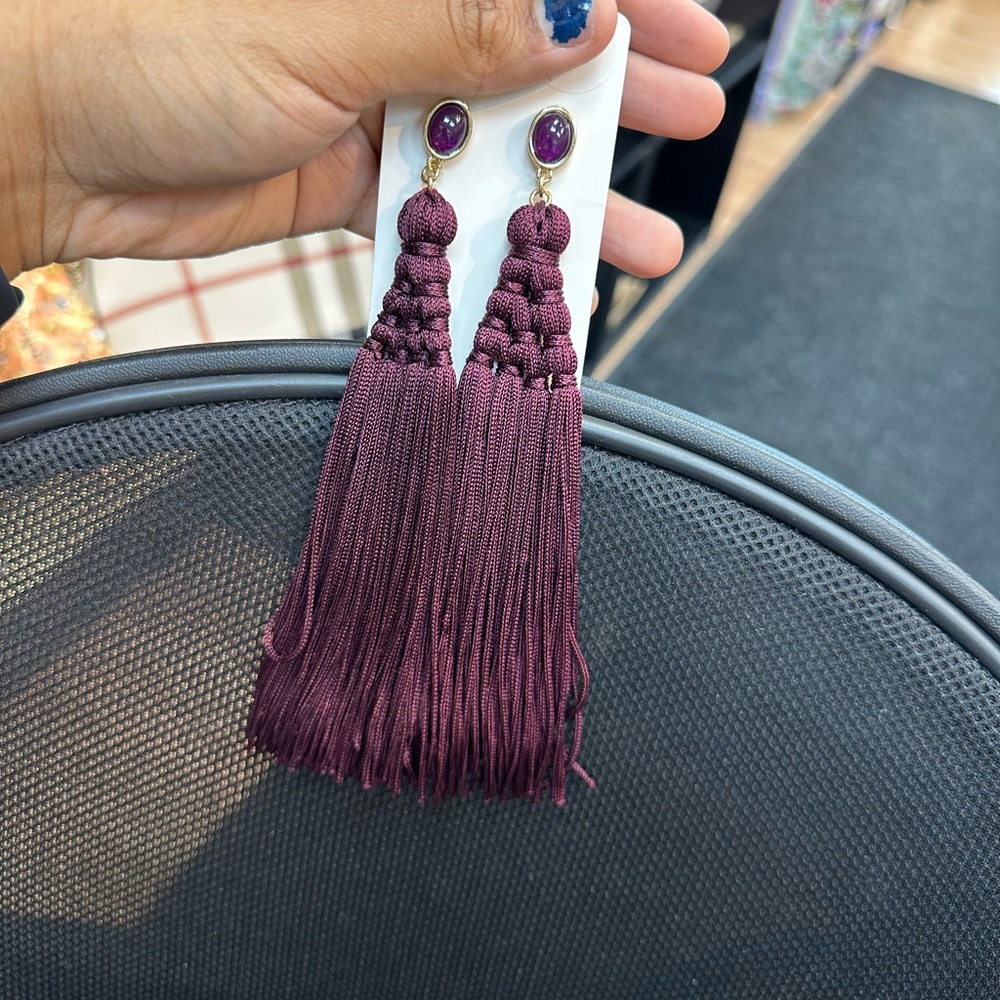 Elegant Purple Tassel Earrings